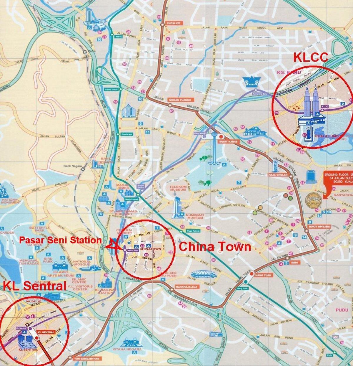chinatown in kuala lumpur kaart