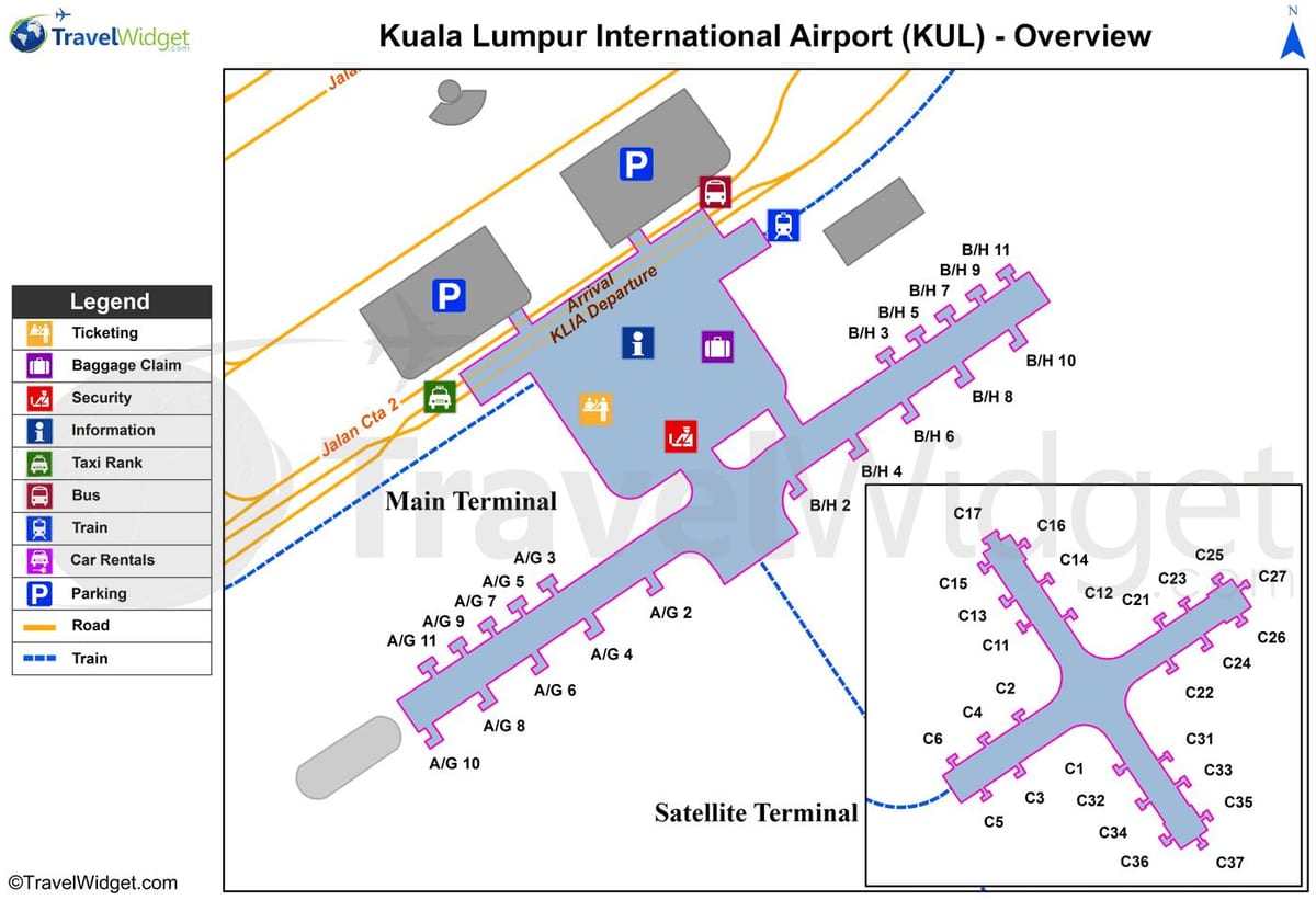kuala lumpur lughawe hoof terminale kaart