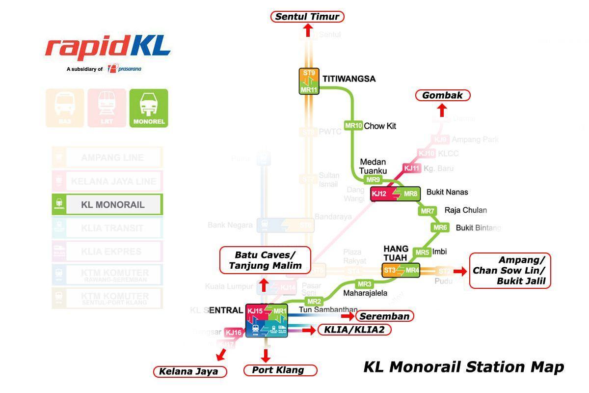 kl sentral monorail stasie kaart