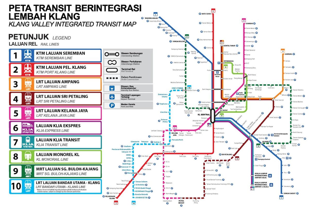 lrt-stasie kuala lumpur kaart