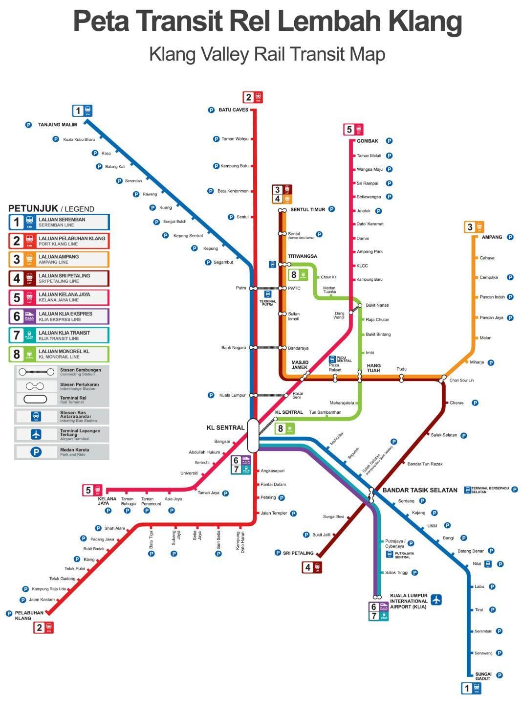 trein roete kaart maleisië